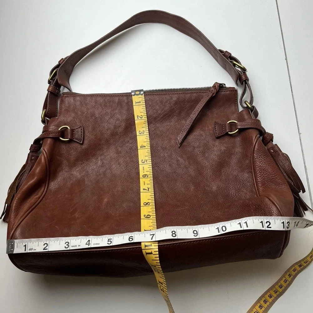 Margot  Genuine Leather Brown Purse  Bag with Tassel Detail